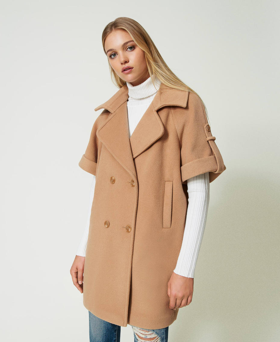 Manteau en drap avec manches courtes Marron « Cinnamon » Femme 232AP2051-05
