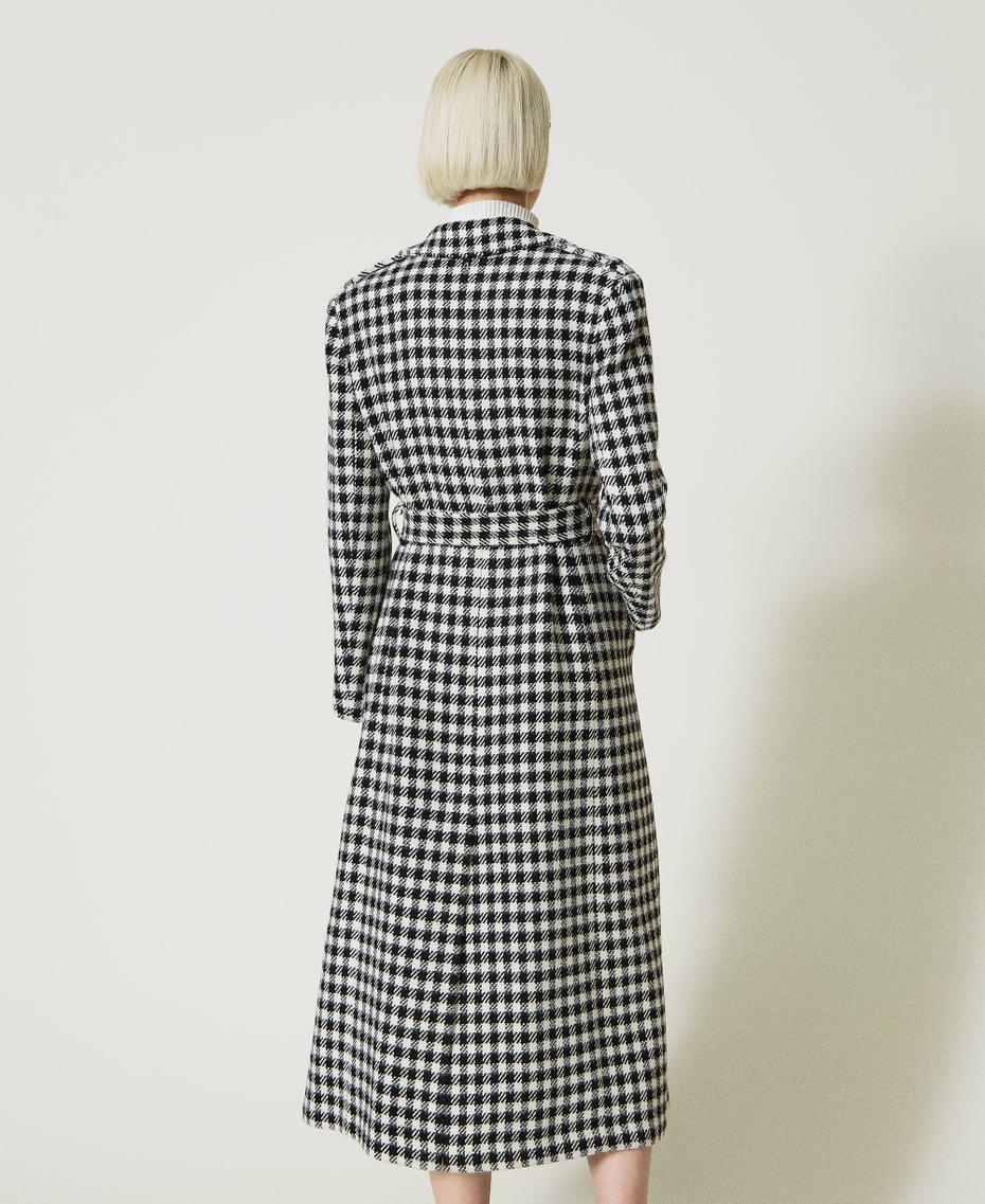 Manteau long avec motif Vichy Bicolore Lys/Noir Femme 232AP2060-04