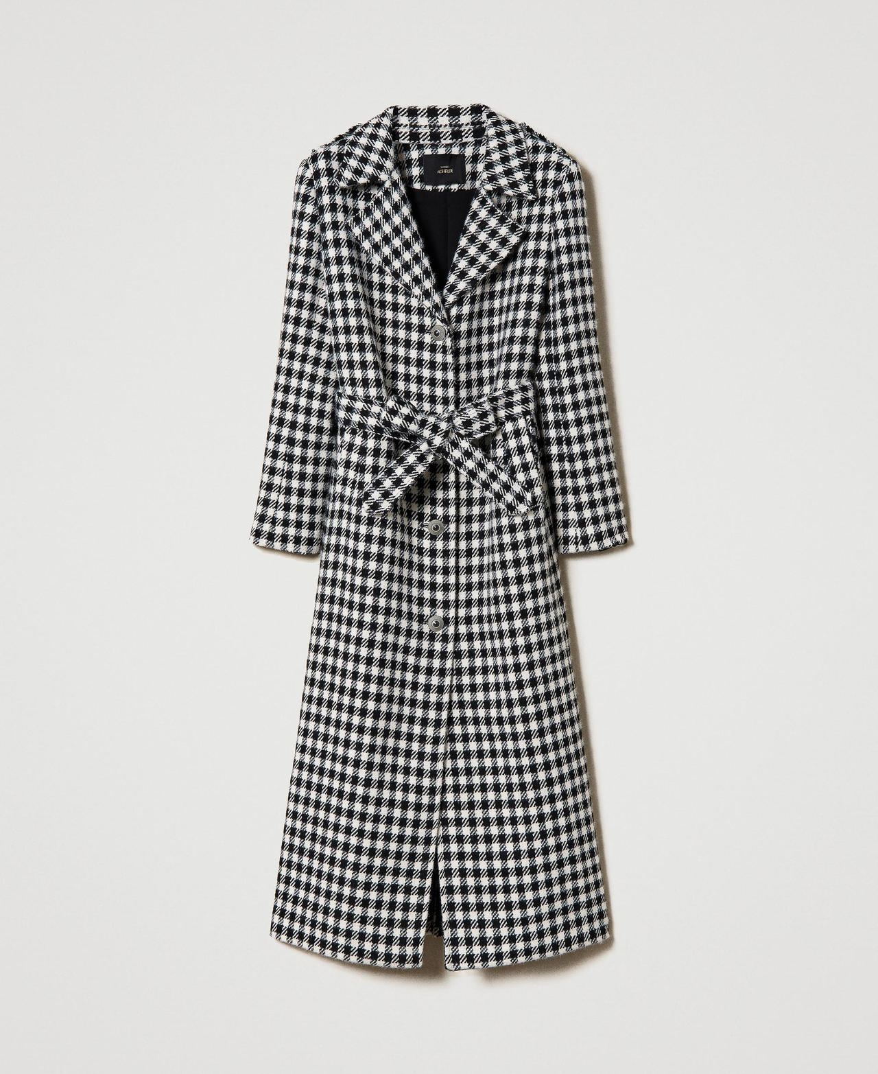 Long coat with gingham pattern Two-tone Lily / Black Woman 232AP2060_10810_0S