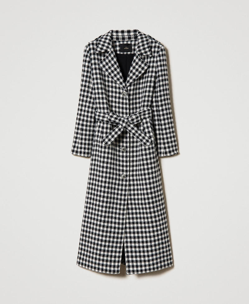 Manteau long avec motif Vichy Bicolore Lys/Noir Femme 232AP2060-0S