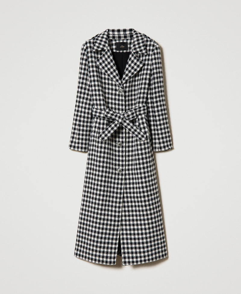 Long coat with gingham pattern Two-tone Lily / Black Woman 232AP2060_10810_0S