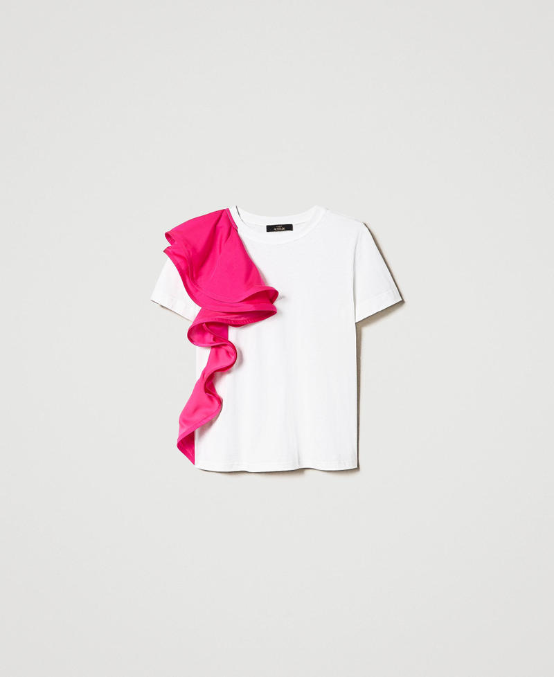 T-shirt avec volants en satin
