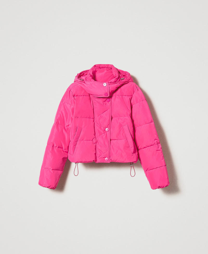 Short puffer jacket with hood Dahlia Fuchsia Woman 232AP2100-0S