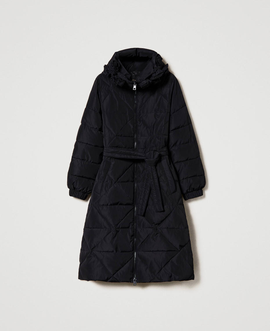 Piumino lungo con rose