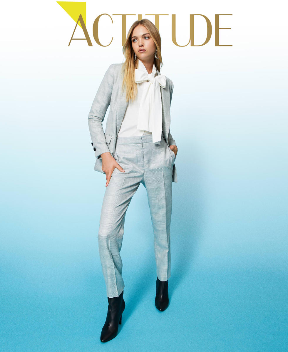 Pantalon cigarette en prince de Galles