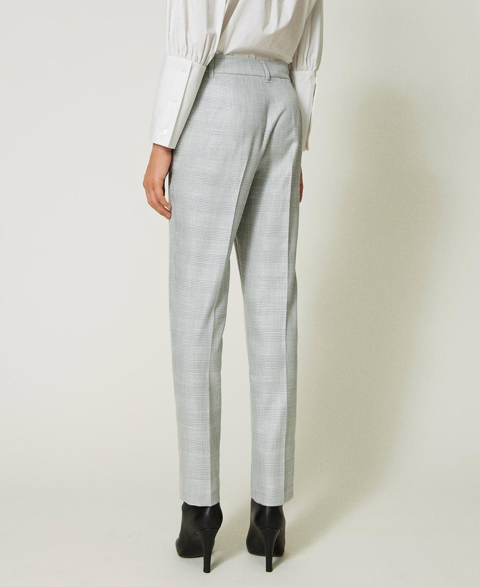Glen plaid cigarette trousers Woman Grey TWINSET Milano