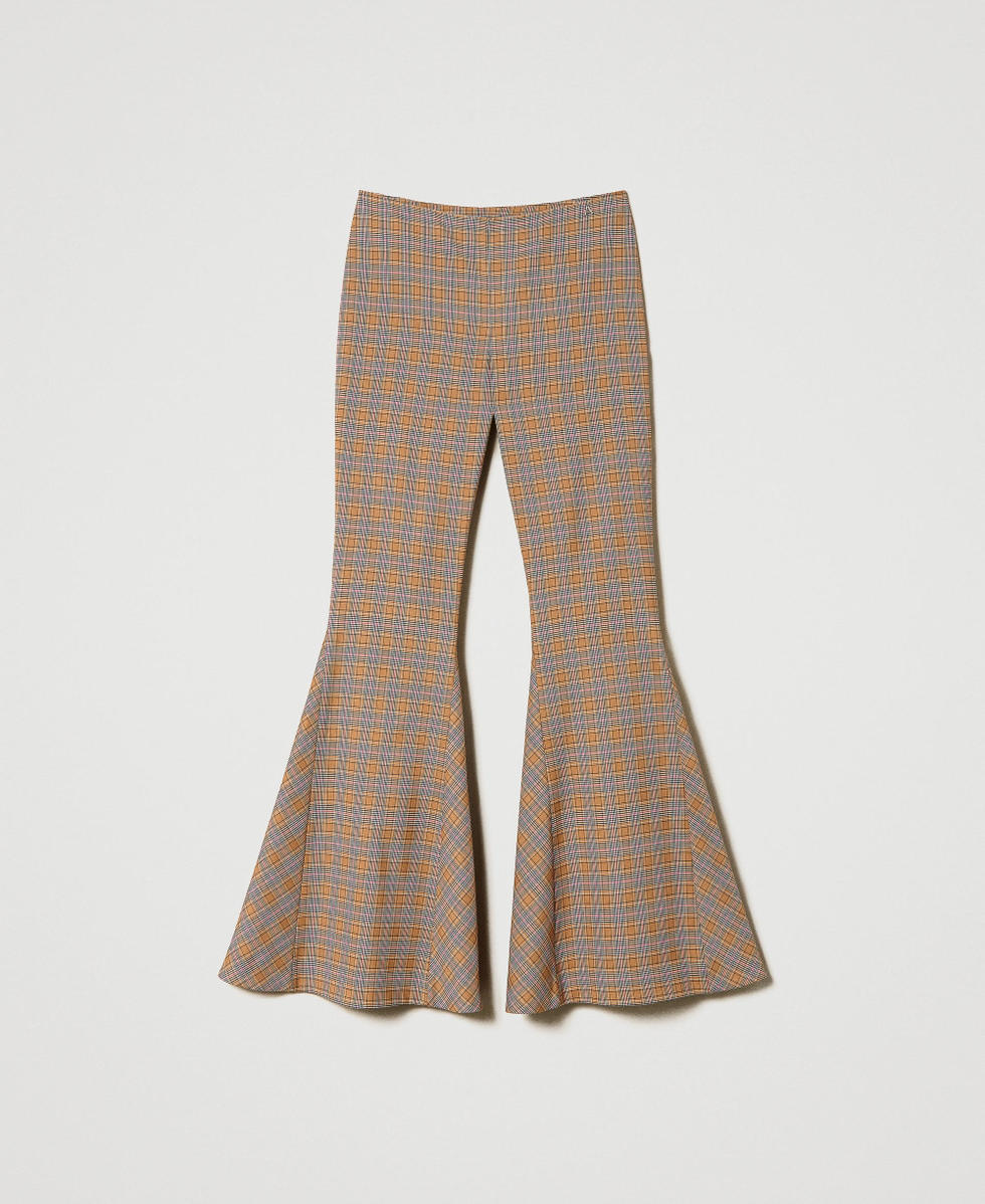 Maxi pantalon &eacute;vas&eacute; en prince de Galles