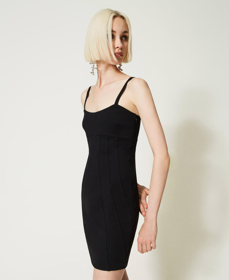 Fitted dress with shoulder straps Black Woman 232AP2191-03