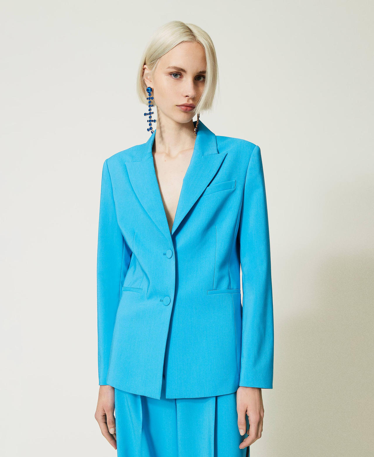 Technical fabric blazer Malibu Blue Woman 232AP2200-02