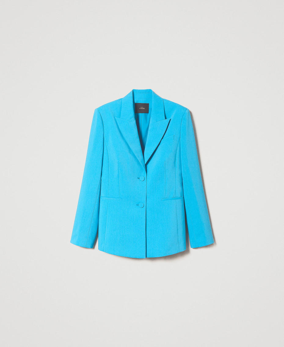 Technical fabric blazer Malibu Blue Woman 232AP2200_10772_S0