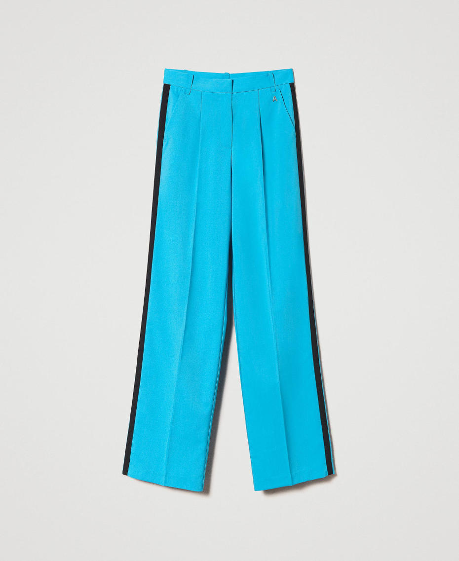 Pantaloni a palazzo con bande laterali Malibù Blue Donna 232AP2202-0S