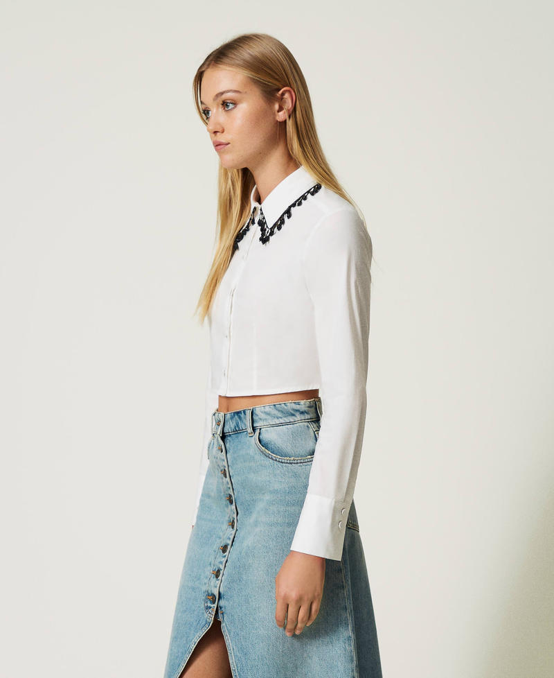 Cropped shirt with embroidered collar Lily Woman 232AP2280-03