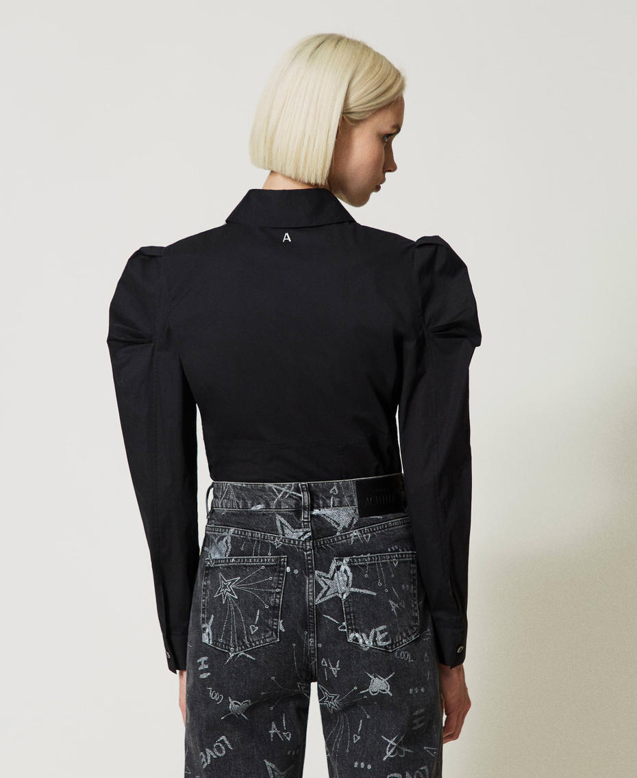 Poplin shirt with balloon sleeves