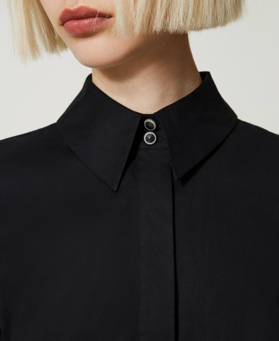 Poplin shirt with balloon sleeves