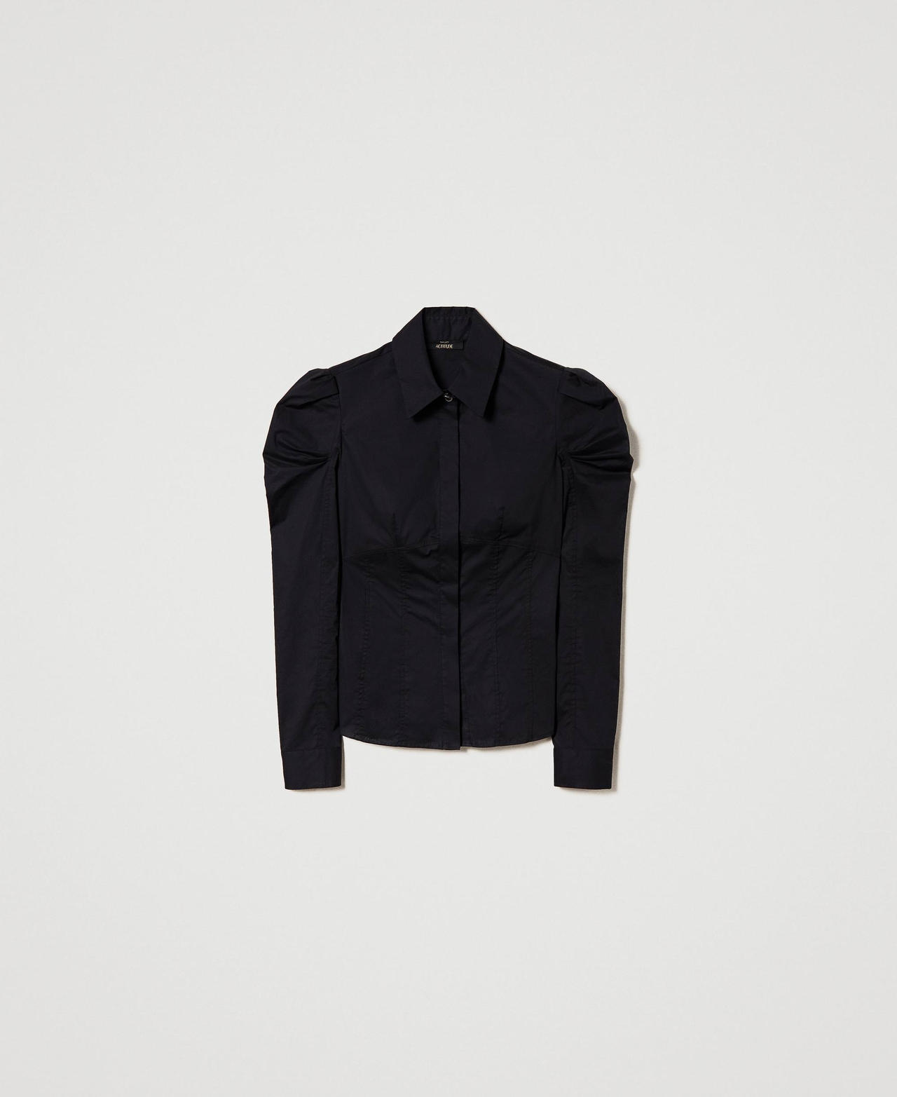 Poplin shirt with balloon sleeves