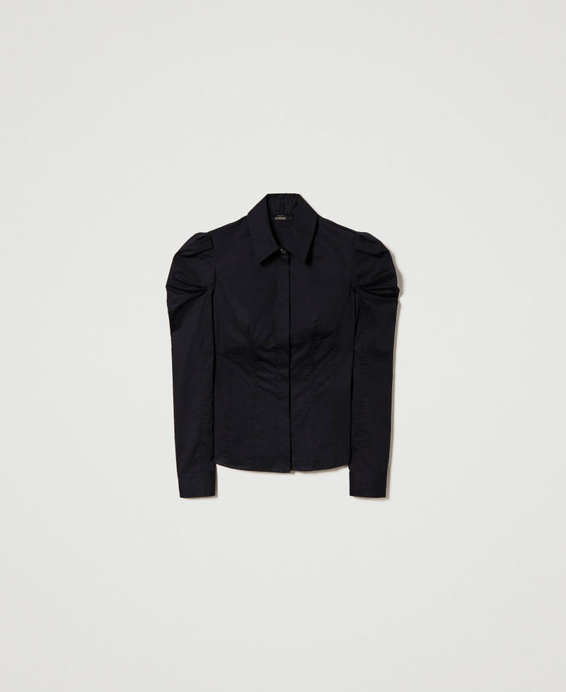 Poplin shirt with balloon sleeves