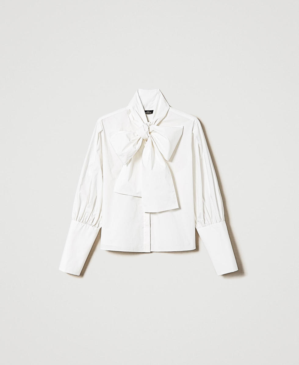 Camisa de popelina con lazo