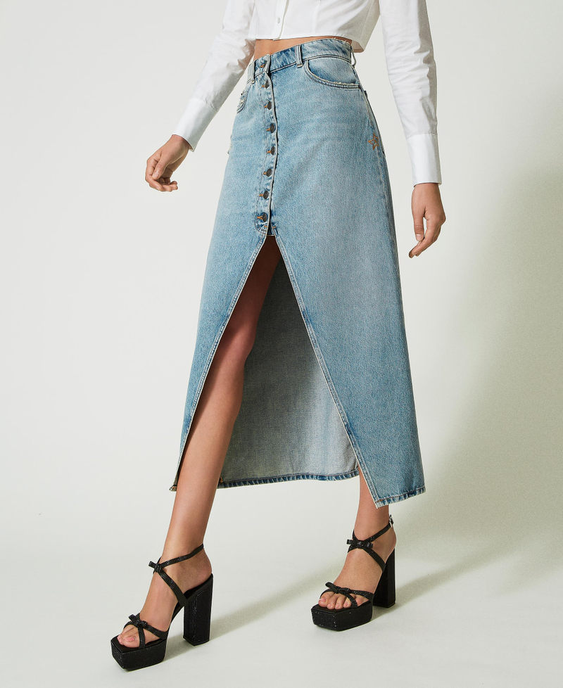 Gonna A Matita Lunga In Jeans Con Spacco – Donna, Elegante E Casual, Mix Cotone E Poliestere, Vestibilità Morbida, Stagioni Primavera Estate Autunno Inverno