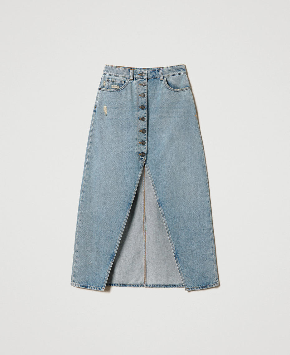 Midijeansrock mit Schlitz