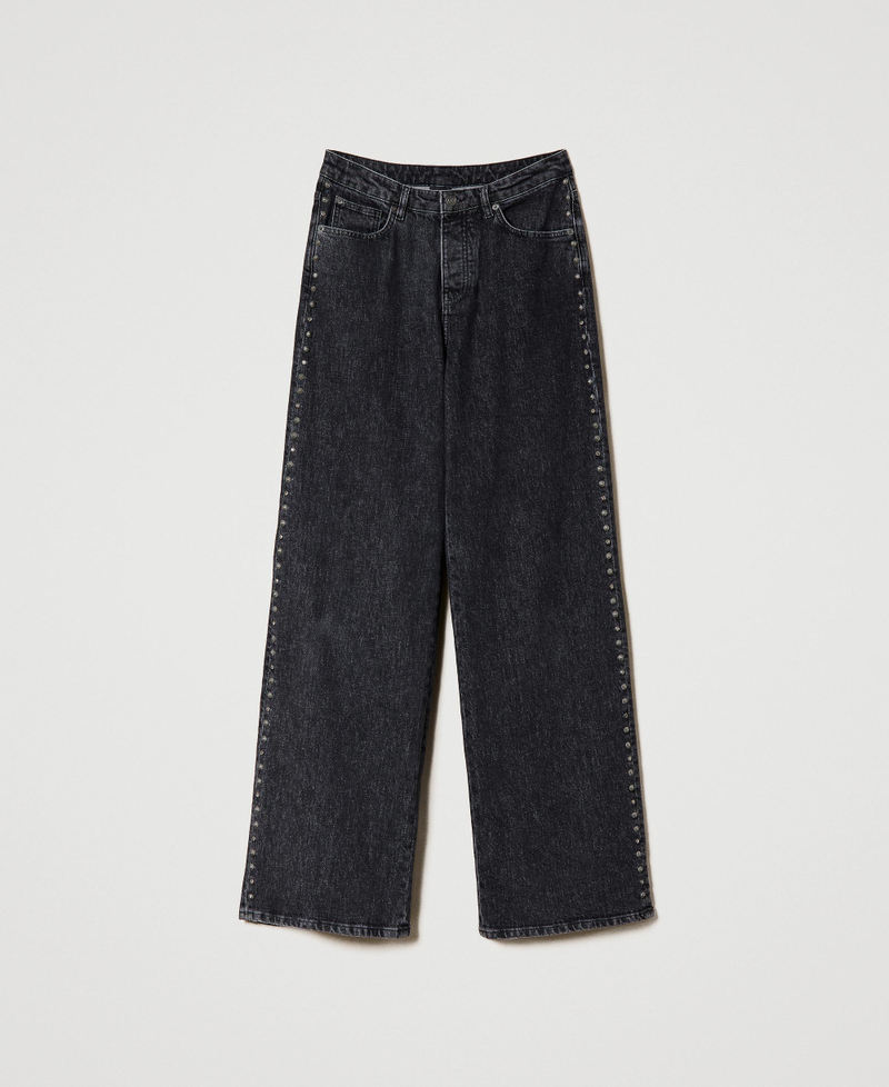 Jeans wide leg con ricamo