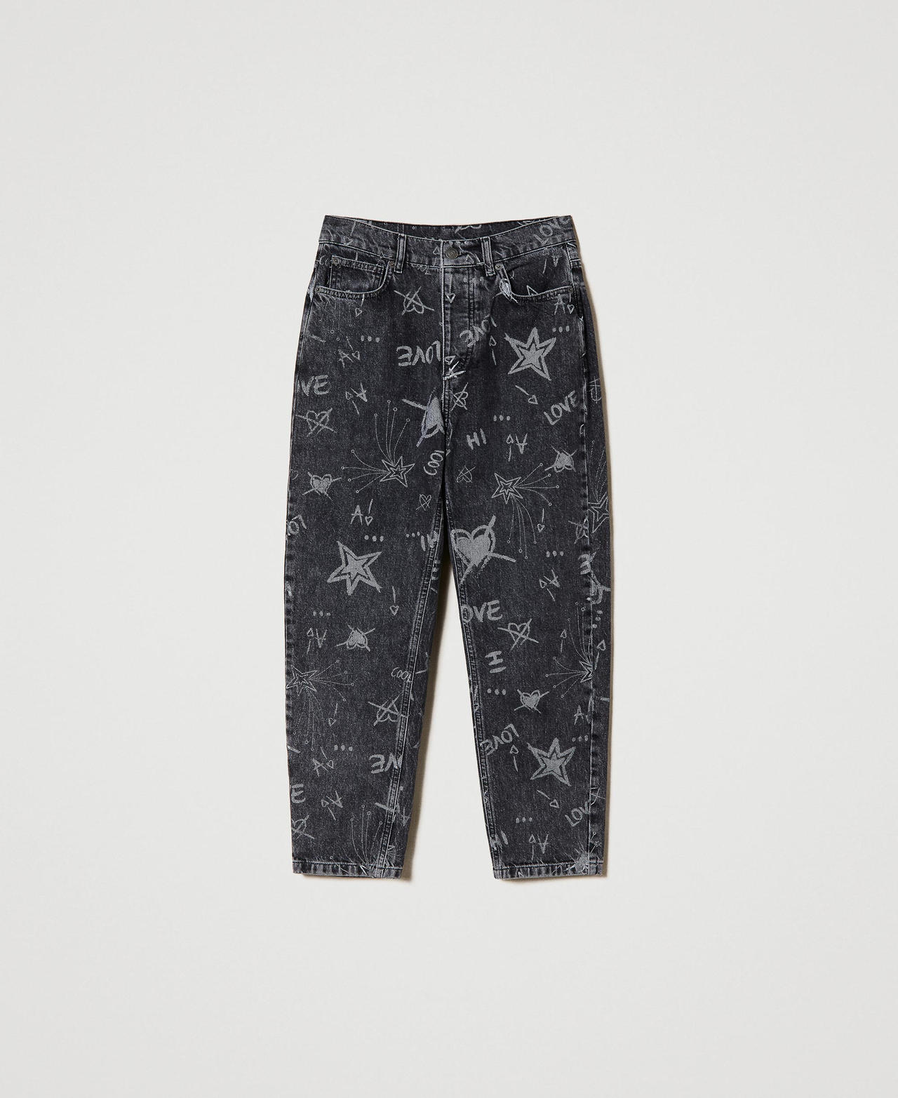 Barrel fit jeans with graffiti print