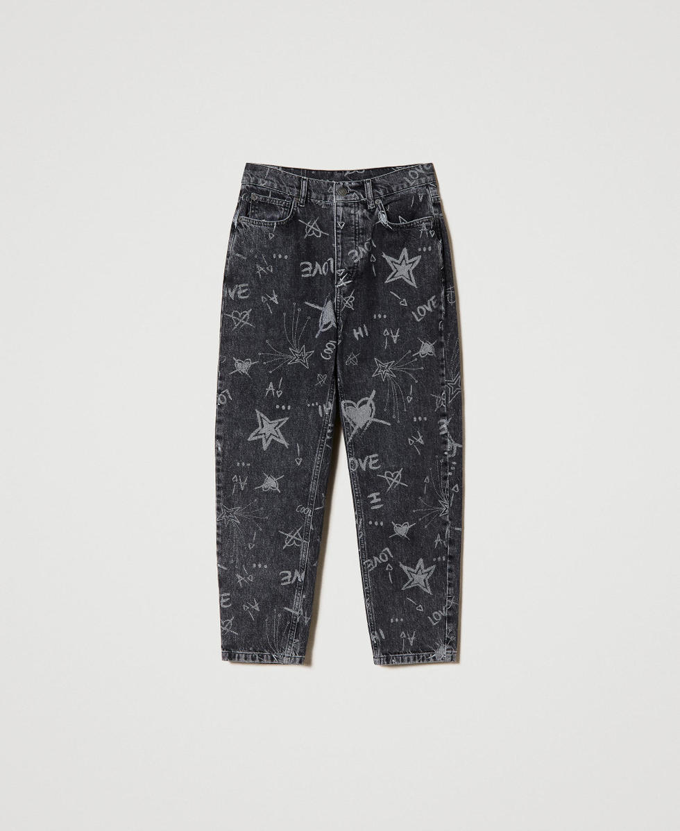 Vaqueros barrel fit con estampado de grafiti