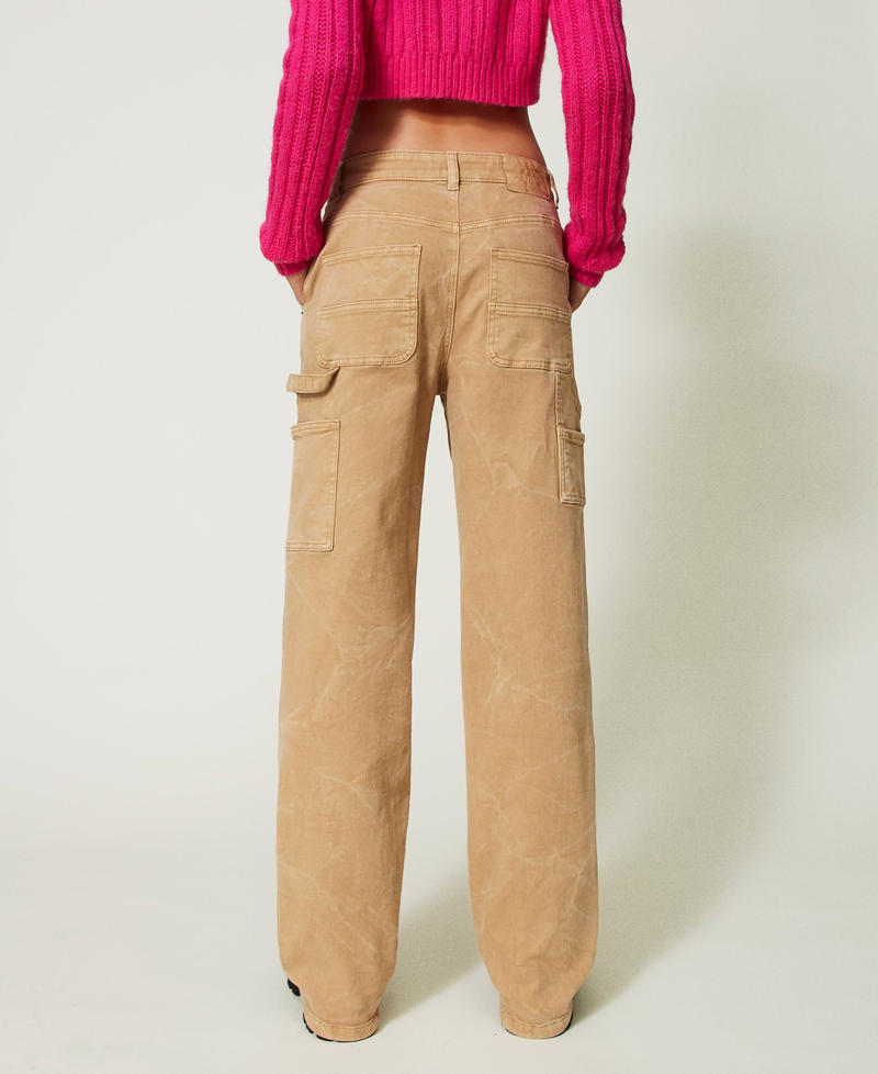 Cotton bull cargo trousers "Cinnamon” Brown Woman 232AP2381-04