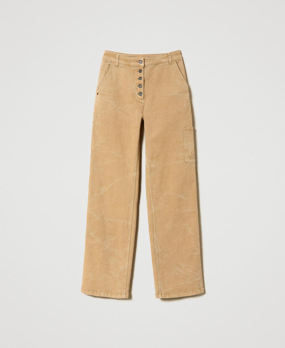 Cotton bull cargo trousers "Cinnamon” Brown Woman 232AP2381-0S