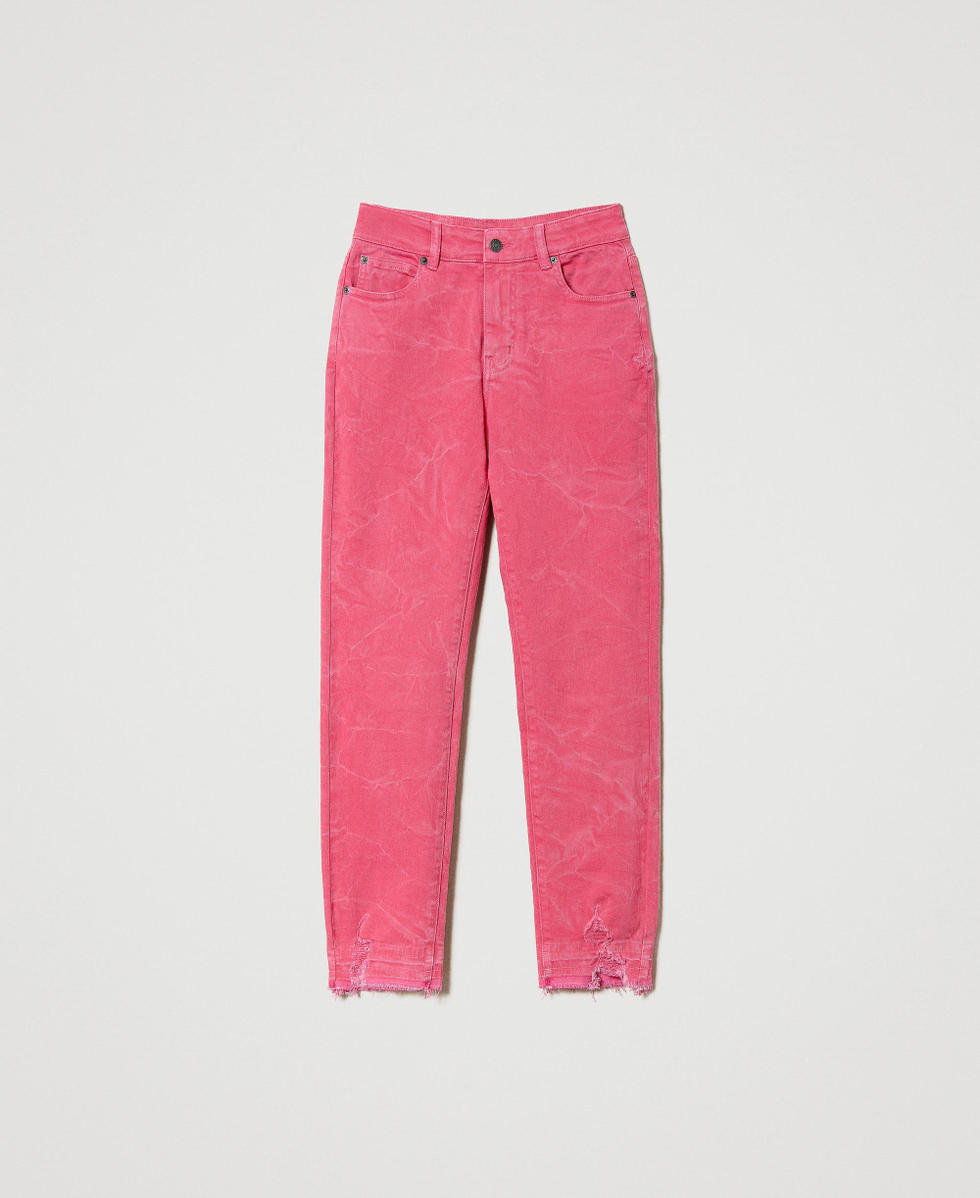 Pantaloni in bull con fondi sfrangiati Donna Fucsia TWINSET Milano