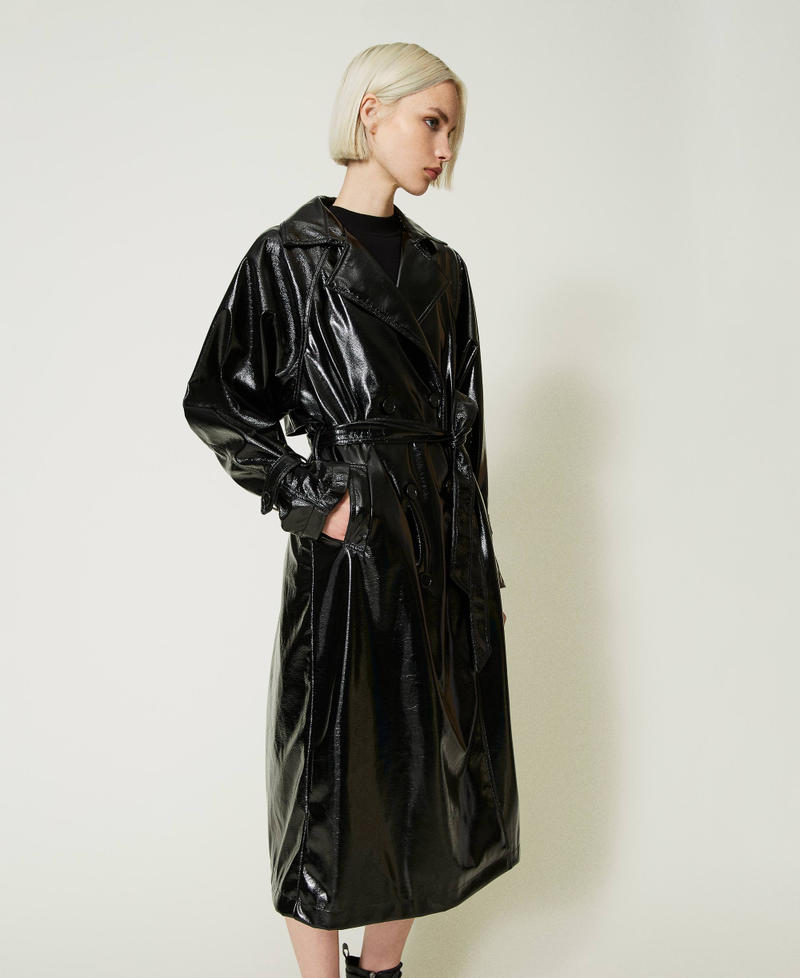 Black vinyl coat on sale