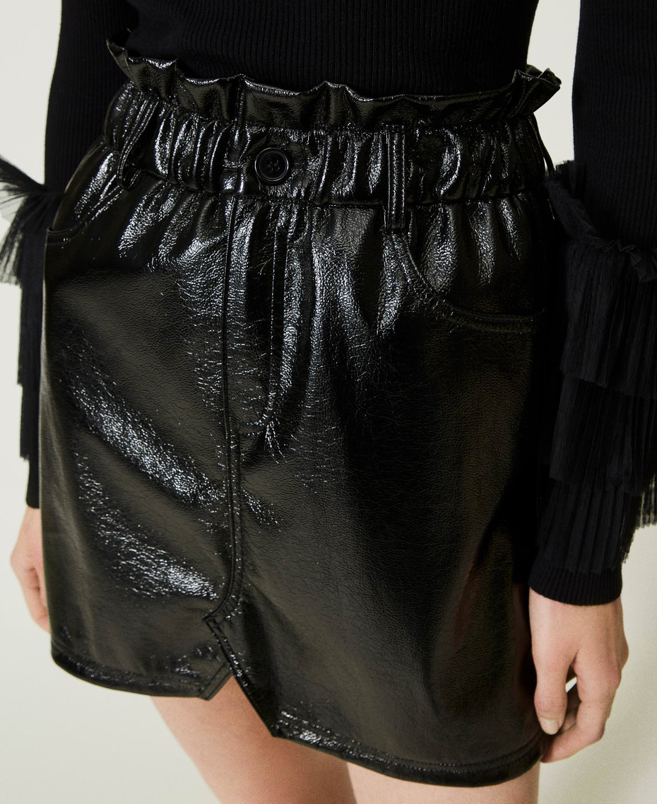 Mini-jupe en vinyle Noir Femme 232AP2441-05