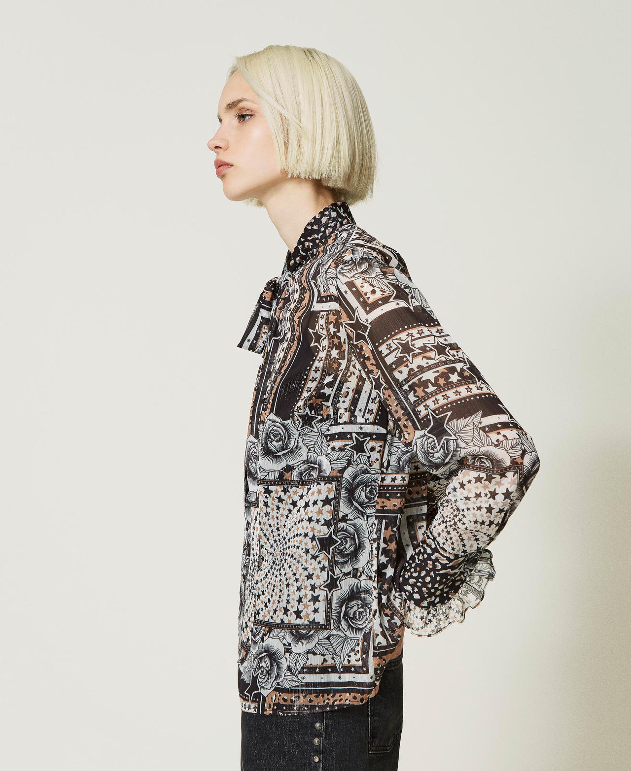 Printed creponne blouse