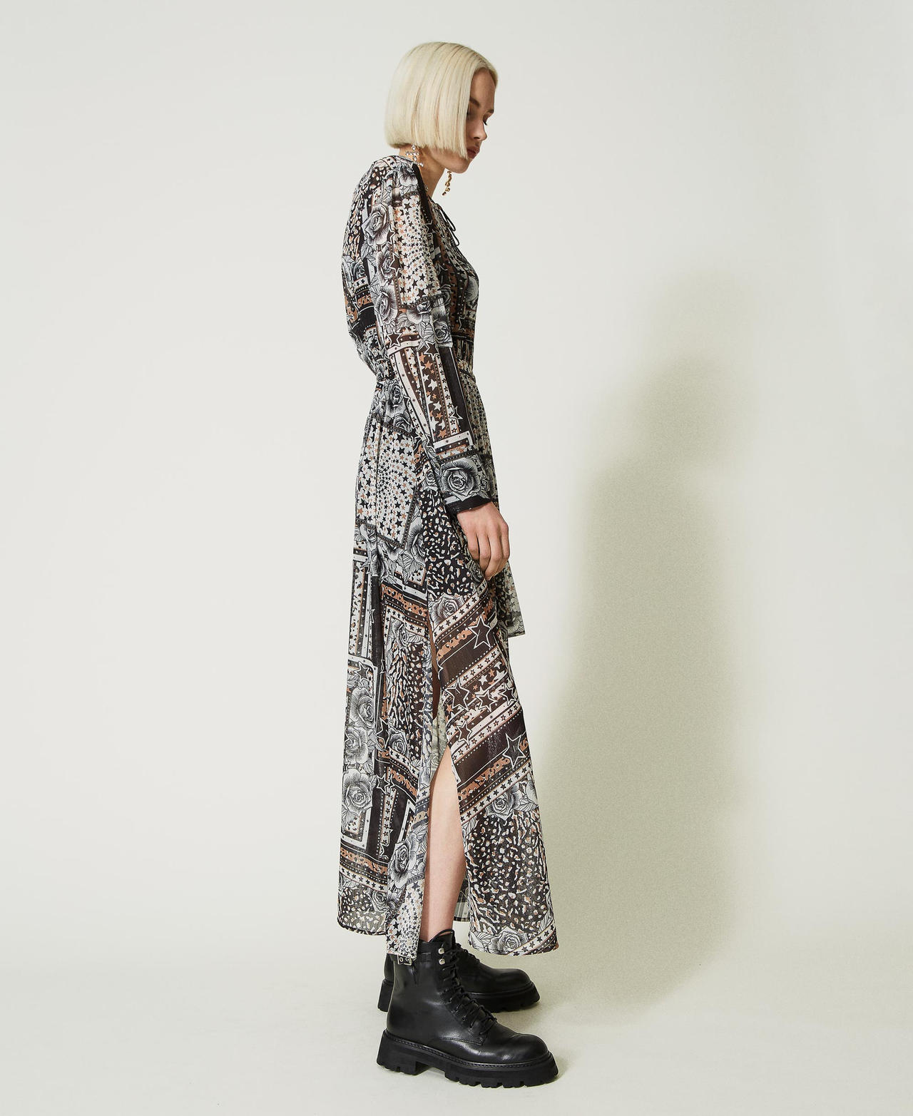 Maxikleid aus bedrucktem Krepon