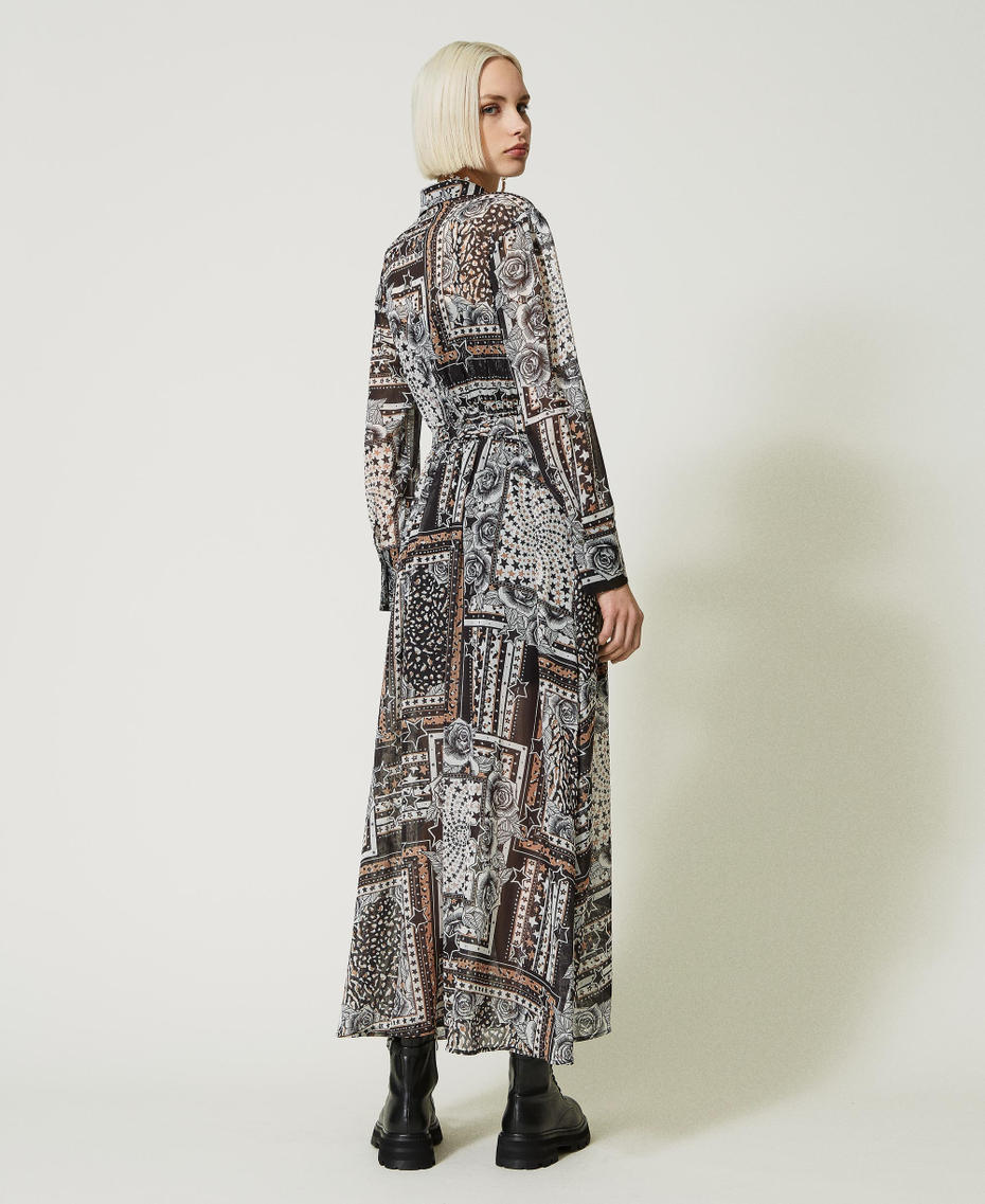 Long printed creponne dress