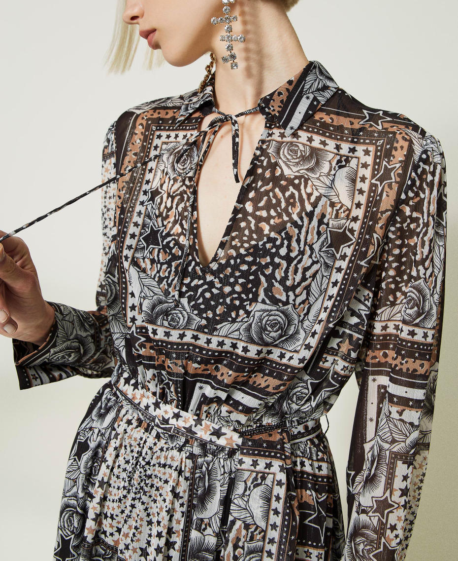 Long printed creponne dress