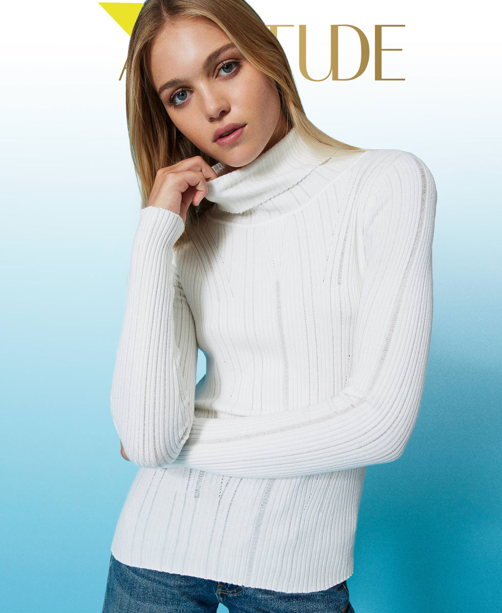 Ribbed turtleneck jumper Woman Beige TWINSET Milano