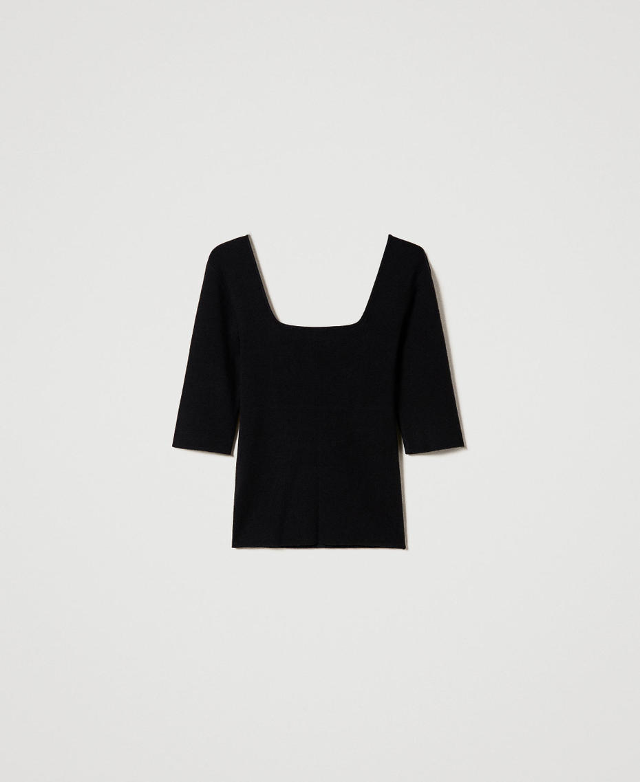 Jumper with tulle inserts Black Woman 232AP3063_00006_S0