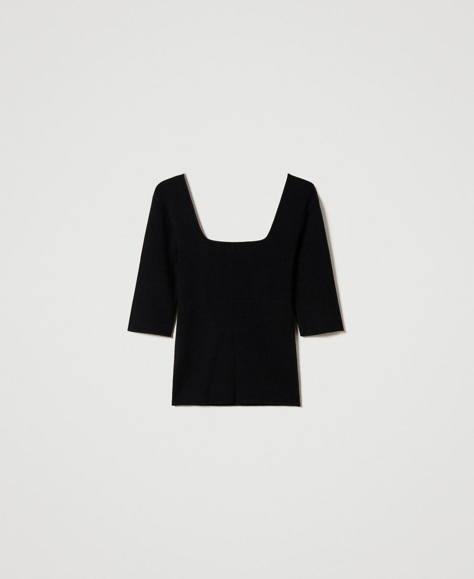 Jumper with tulle inserts Black Woman 232AP3063_00006_S0
