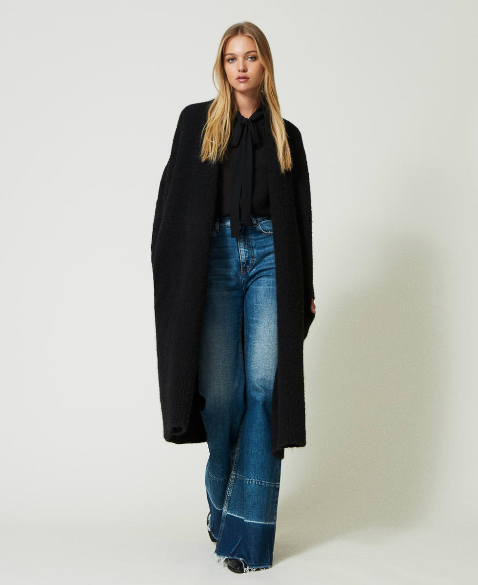 Abrigo de tejido reciclado Negro Mujer 232AP3090_00006_02