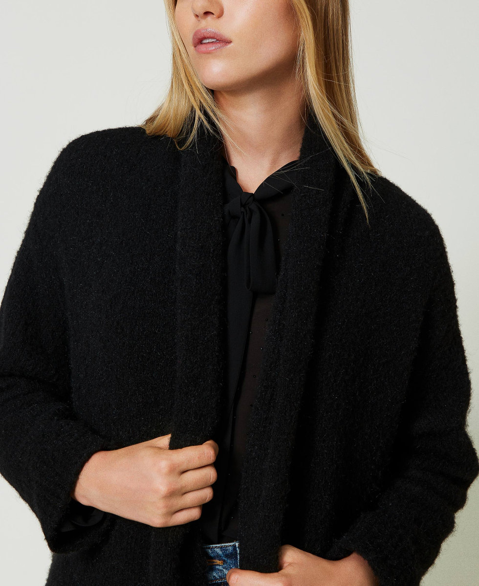 Abrigo de tejido reciclado Negro Mujer 232AP3090_00006_04