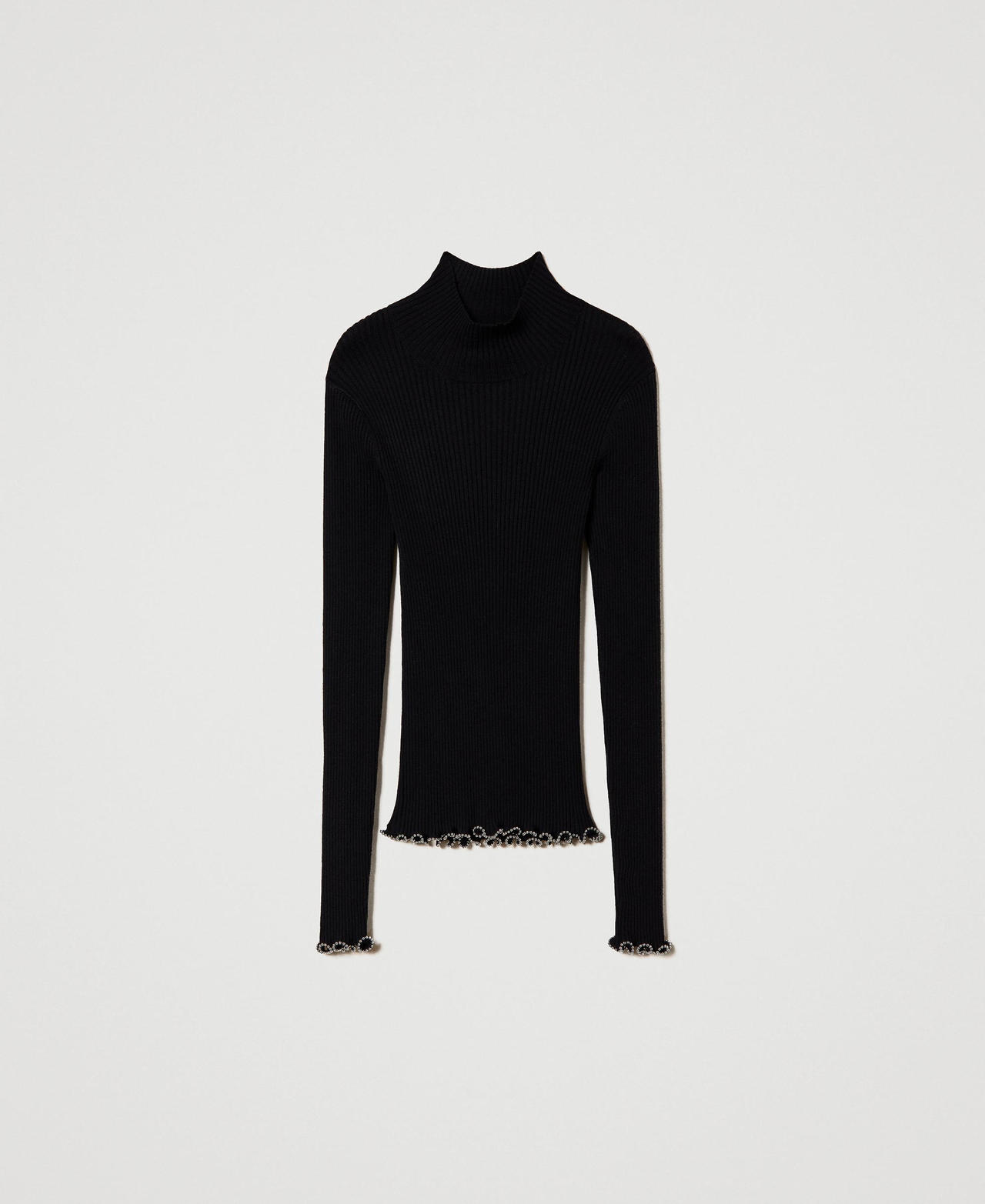 Pull col montant avec perles Noir Femme 232AP3101-0S