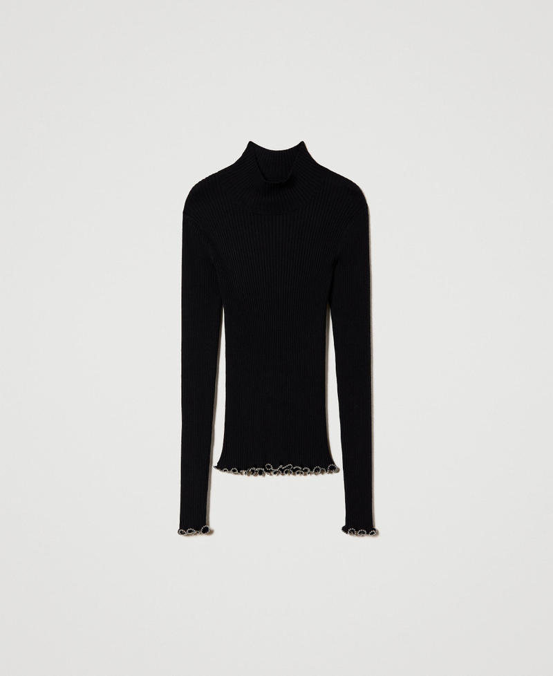 Turtleneck jumper with pearls