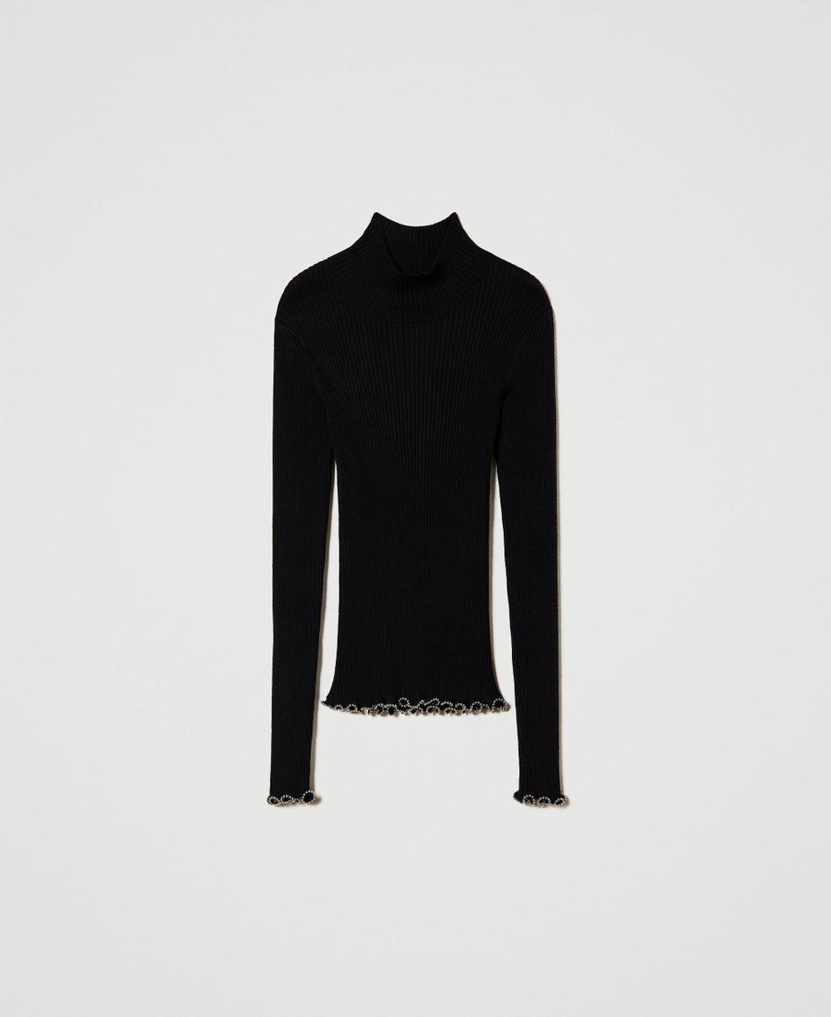 Turtleneck jumper with pearls