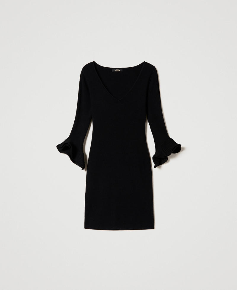 Короткое облегающее платье с оборками Черный женщина 232AP3111-0S