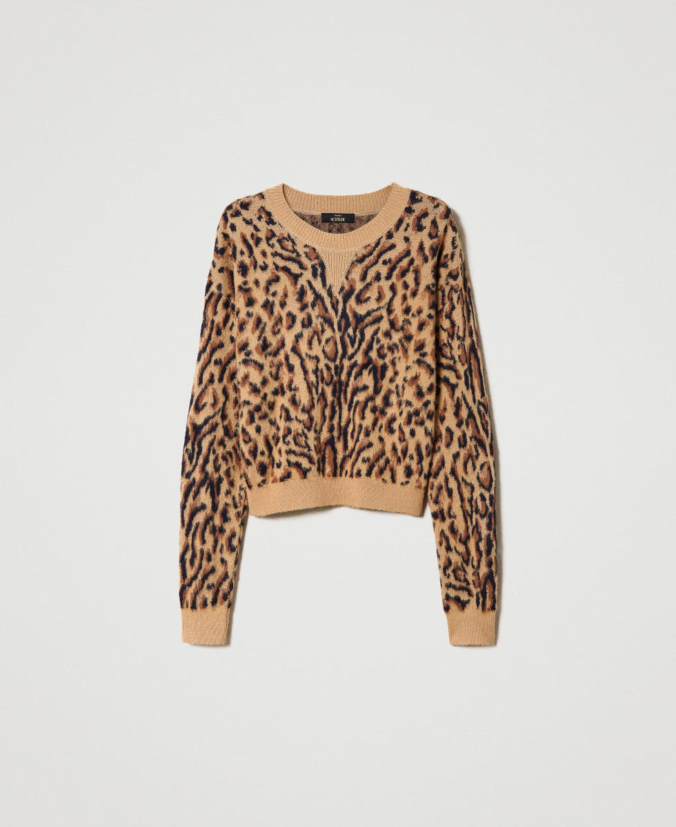 Wool blend jacquard animal print jumper Woman, Patterned | TWINSET Milano