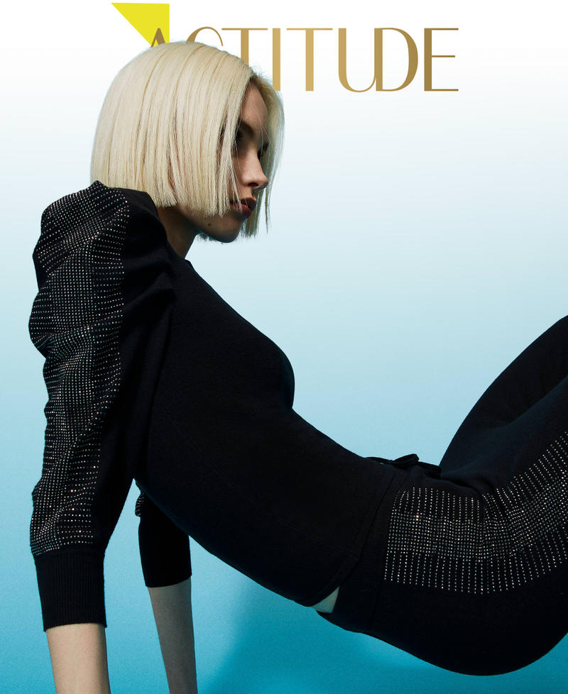 Fitted jumper with gathering and studs Black Woman 232AP3130_00006_01