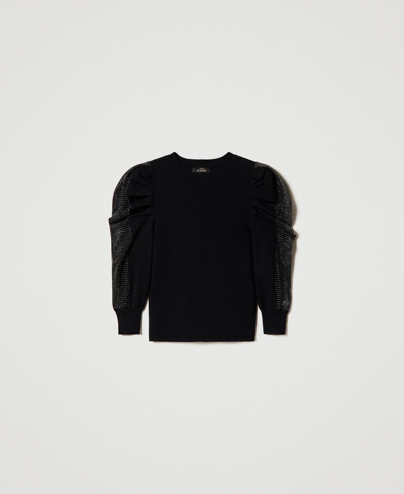 Fitted jumper with gathering and studs Black Woman 232AP3130_00006_0S