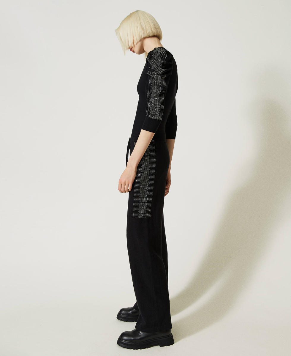 Knit trousers with studs Black Woman 232AP3132_00006_03