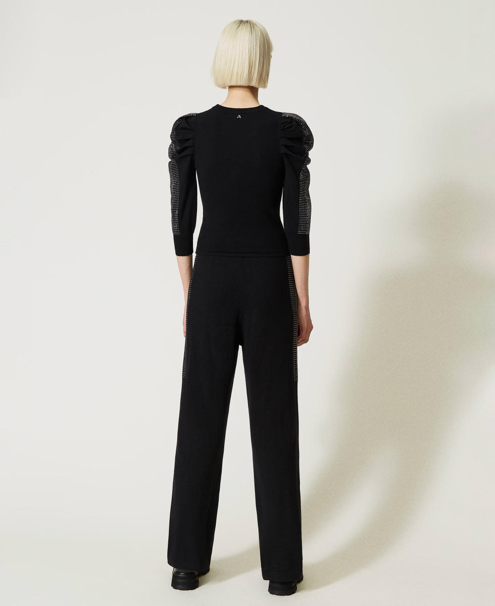 Knit trousers with studs Black Woman 232AP3132_00006_04