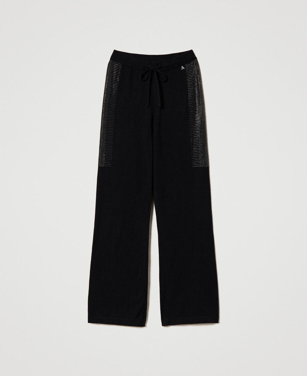 Knit trousers with studs Black Woman 232AP3132_00006_S0